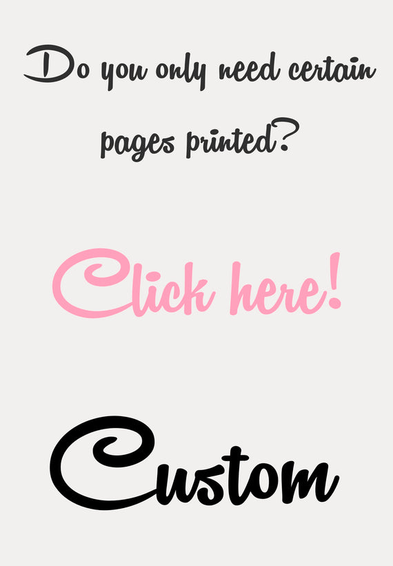 Please Use for Custom Page Printing ONLY